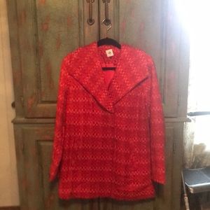 Two tone red long blazer